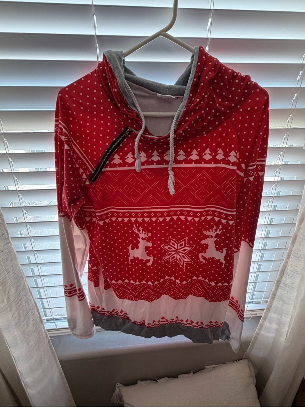 Red & White Holiday Reindeer Hoodie